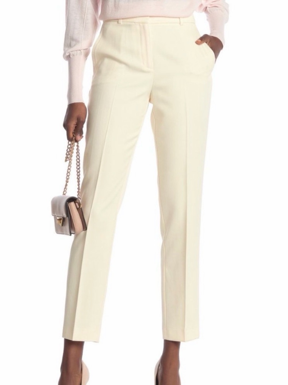 REISS Evie Ivory Off White Ankle Crop Suit Pants